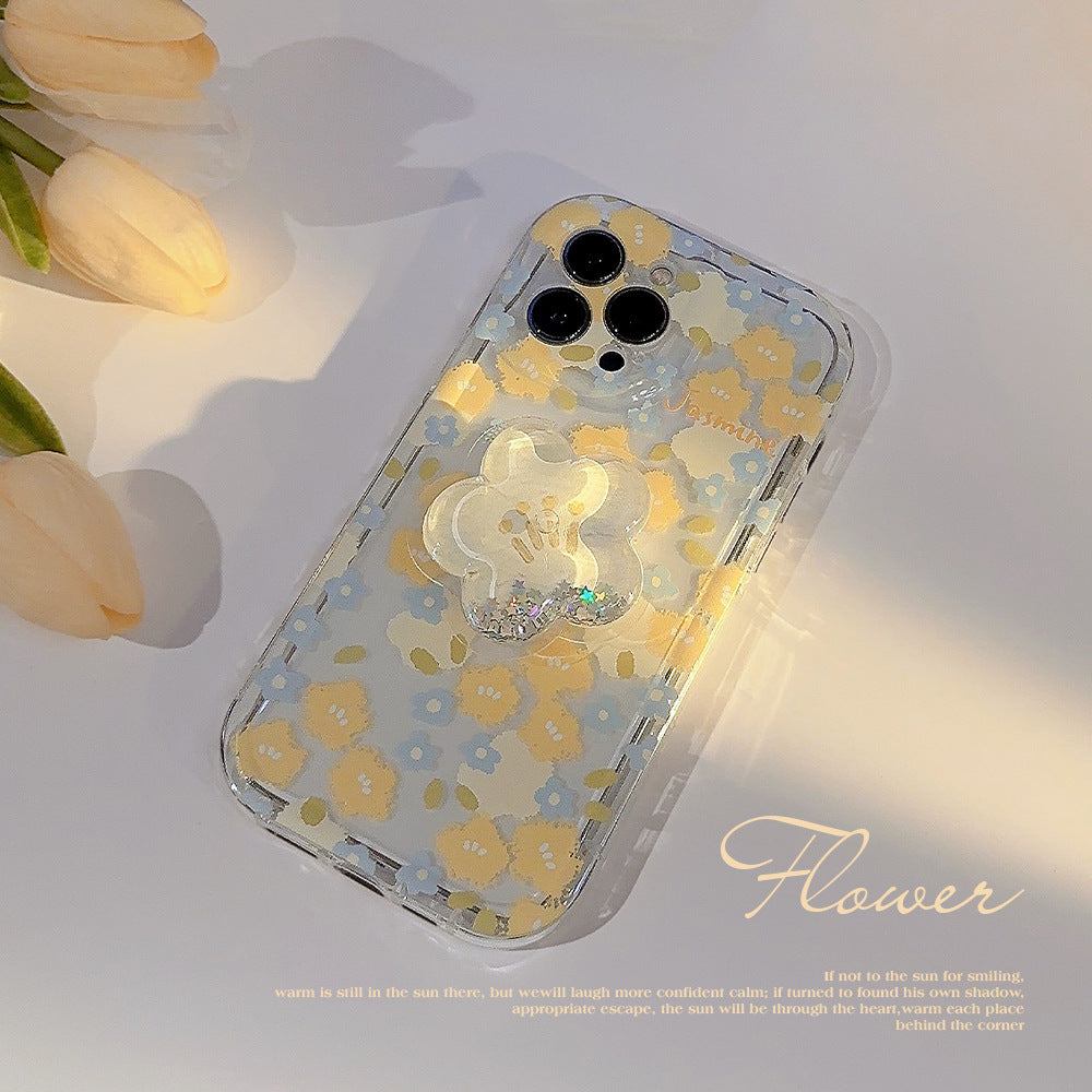 【クリアブロッサム】3Dフラワースタンド × 透明フローラルデザイン スマホケース｜iPhone対応 #250630