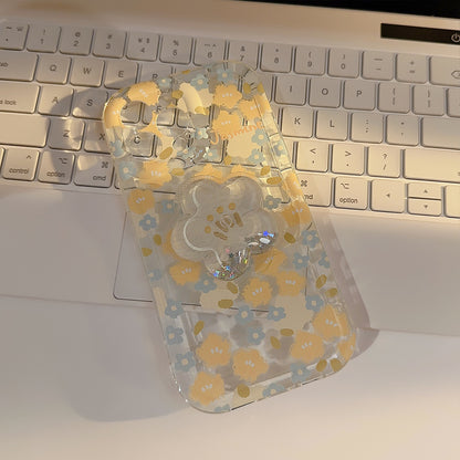 【クリアブロッサム】3Dフラワースタンド × 透明フローラルデザイン スマホケース｜iPhone対応 #250630