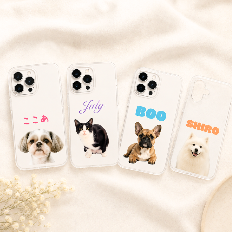 【ウチのコCASE】選べるフォント＆カラー ペット写真カスタム クリア iPhoneケース｜名入れ対応 #230909