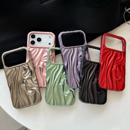 【メタリックウェーブシリーズ】光沢 3Dデザイン スマホケース｜iPhone対応 #251210
