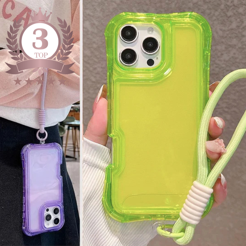 ちゅるんと綺麗なクリアケース ストラップ付き 透明 耐衝撃 ｜iPhoneケース #260510