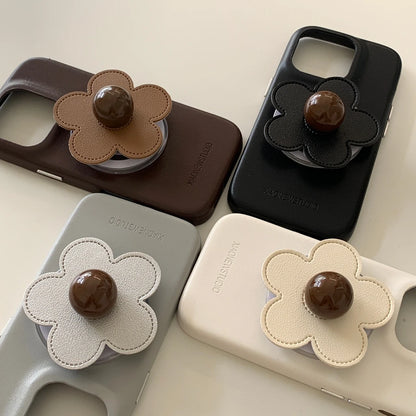 【フラワーポップ】レザー調 立体フラワー モチーフ付き スマホケース｜iPhone対応 #250423