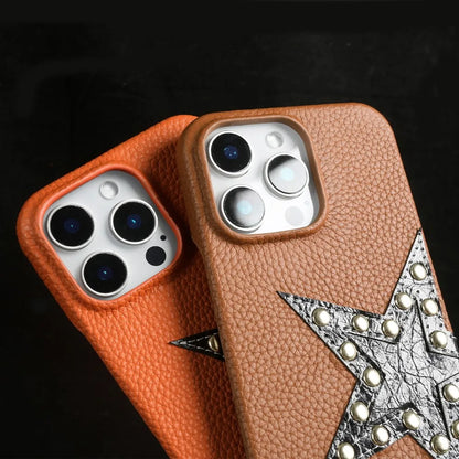 【本革レザー】スタースタッズ レザー ロングストラップ ショルダーケース｜iPhone対応 #250221