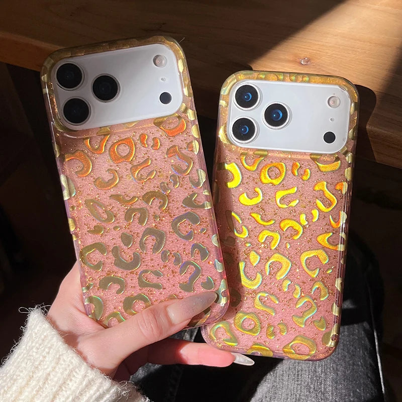 ゴールドレオパード ヒョウ柄 クリア iPhoneケース｜高級感デザイン #240303