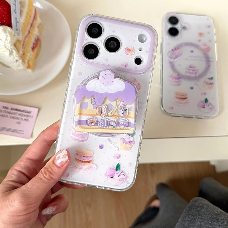 Magnet内蔵 スイーツ ケーキデザイン グリップ付き 韓国 かわいい｜iPhoneケース #260512