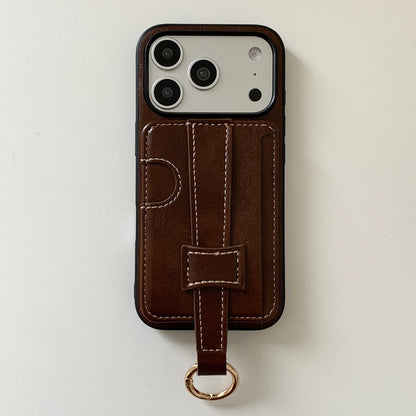 【クラシックハンドトラップ】レザーポケット × キーリング スマホケース｜iPhone対応 #240815