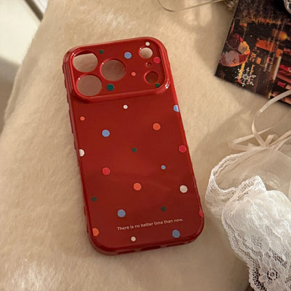 アップル カラフルドット iPhoneケース｜ミラーグリップ・赤・ポップ #260006