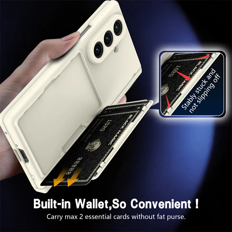 【Galaxy対応】カード収納 スタンド付き ヒンジ保護 耐衝撃フルカバーケース 全6色 #261104