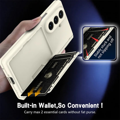 【Galaxy対応】カード収納 スタンド付き ヒンジ保護 耐衝撃フルカバーケース 全6色 #261104
