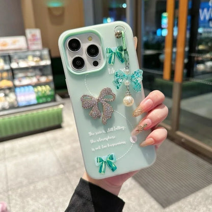 【ビジューリボン】パールチャーム付き スマホケース｜iPhone対応 #240624