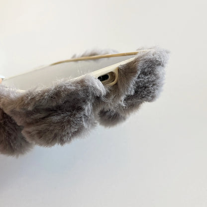 【アニマルフェイスシリーズ】グレーマウス スマホケース｜ふわもこ立体デザイン × キュートな耳付き｜iPhone対応 #241130