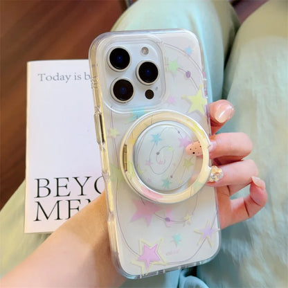 【スターシリーズ】キラキラ星柄 リング付き 透明スマホケース｜iPhone対応 #250907