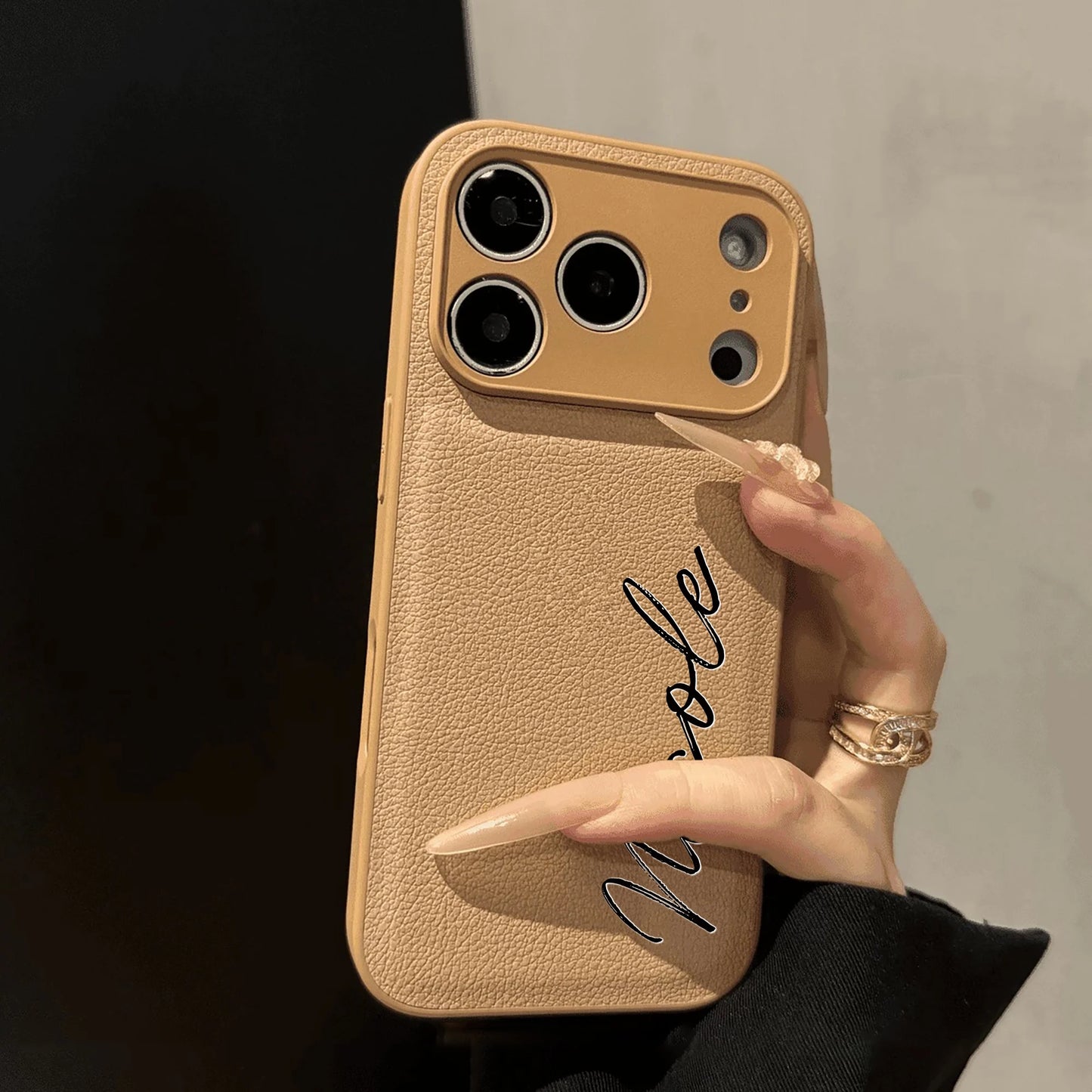 【カスタムNAMEネーム】筆記体 名入れレザーケース｜iPhone対応 #240818