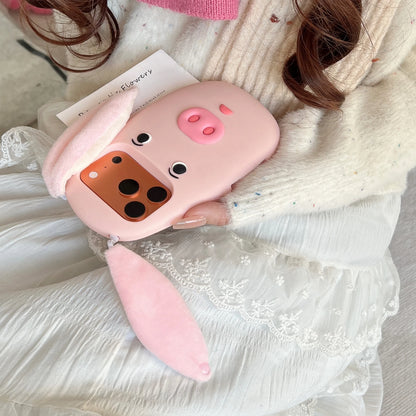 PIG フェイス 耳付き ブタ iPhoneケース｜3D 立体モチーフ #240315