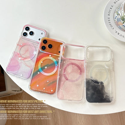 【Magnet内蔵】ドリーミーグラデーション きらめき スター クリアスマホケース｜iPhone対応 #241025