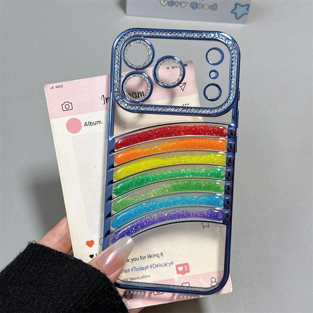 【グリッターレインボー】七色アーチ × クリアキラキラケース｜iPhone対応 #240908