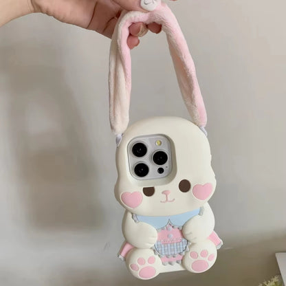 【アニマルシリーズ】ふわふわうさ耳 立体キュート スマホケース｜iPhone対応 #250924