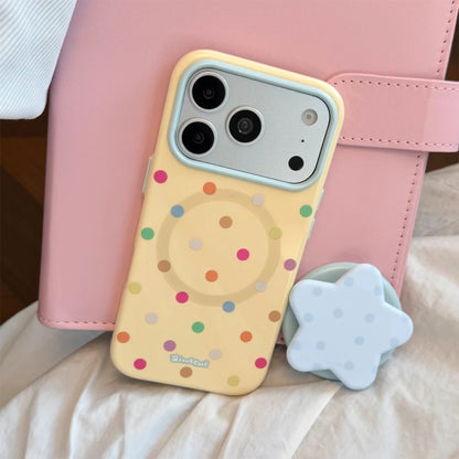 【マグネット内蔵】スターモチーフグリップ付きドット柄 iPhoneケース カラフル PCA #261216