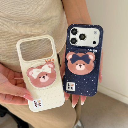 【くまモチーフ】マグネット内蔵 iPhoneケース (ケース単品・グリップセット選択可) ガーリー・ナチュラル アニマル PCA #261186