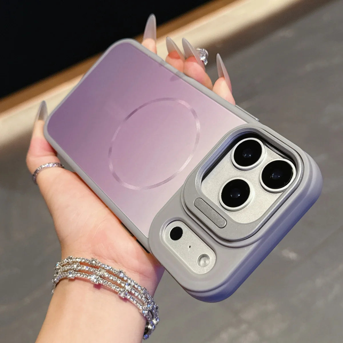 グラデーション Magnet内蔵 　カメラスタンド iPhoneケース｜マットカラー #260102