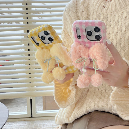 もこもこリボン チェック柄 iPhoneケース #240506