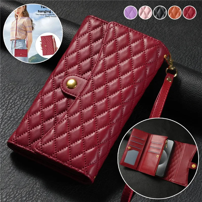 【ブックスタイル】キルティング レザー調  手帳型 iPhoneケース｜ウォレット・ストラップ付き #240125