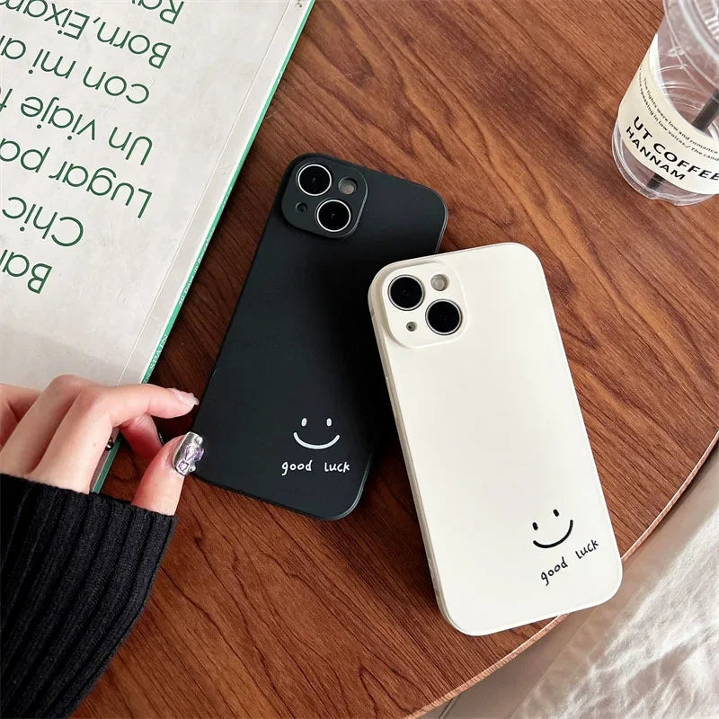 【ニコちゃんシリーズ】goodluck シンプルメッセージ ニコちゃん マット iPhoneケース #260304