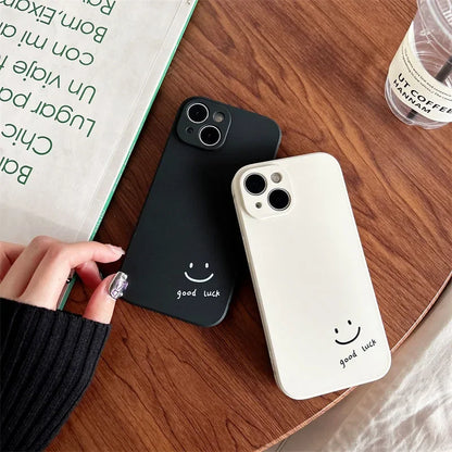 【ニコちゃんシリーズ】goodluck シンプルメッセージ ニコちゃん マット iPhoneケース #260304