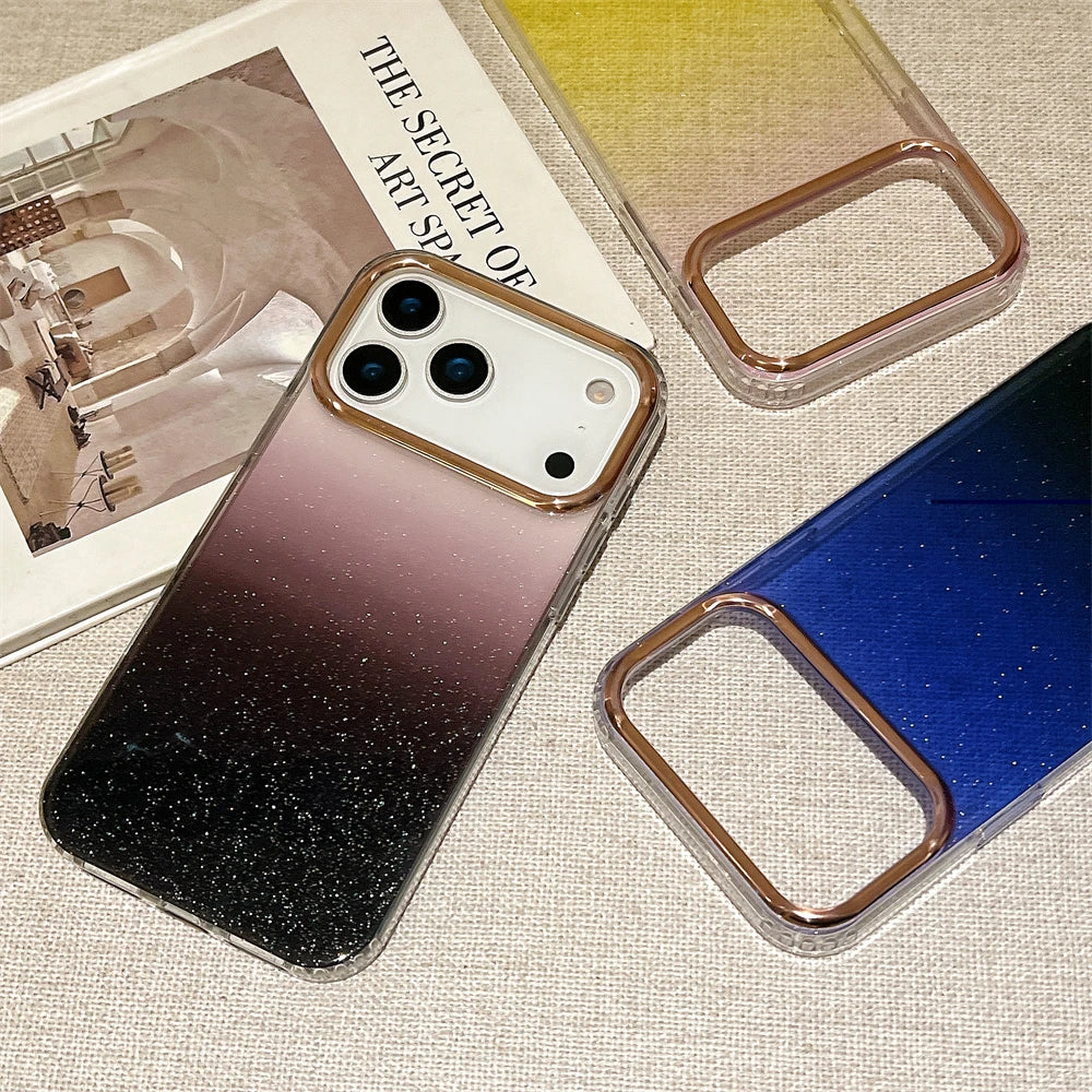 【グラデーションシリーズ】ラメ入りクリアフレーム スマホケース｜iPhone対応 #251127