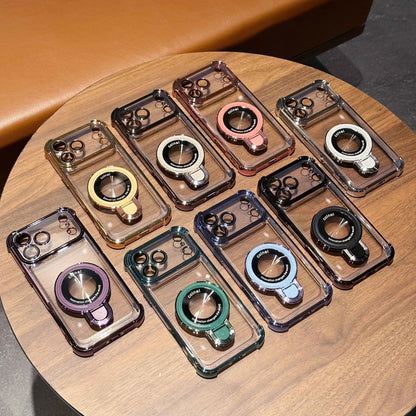 【クリアシリーズ】折りたたみ マグネットリングスタンド付き 高透明デザイン クリア スマホケース｜iPhone対応 #251126