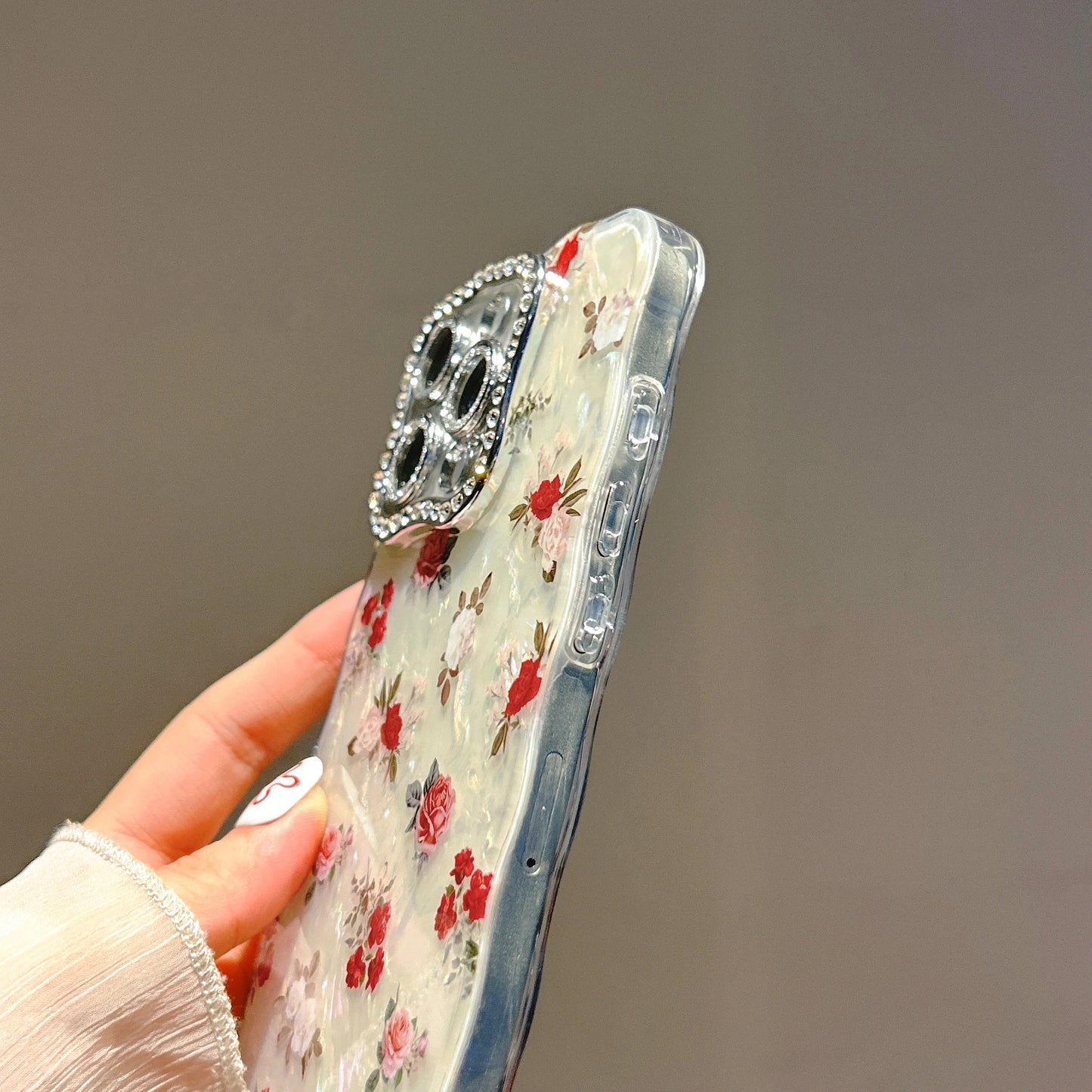 シェルフラワー ローズ ウェーブフレーム iPhoneケース #240319