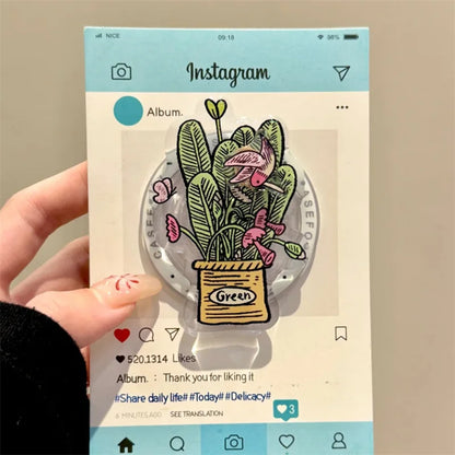 ボタニカル サボテングリップ Magnet内蔵 iPhoneケース｜草花 イラストデザイン・グリーン #260629