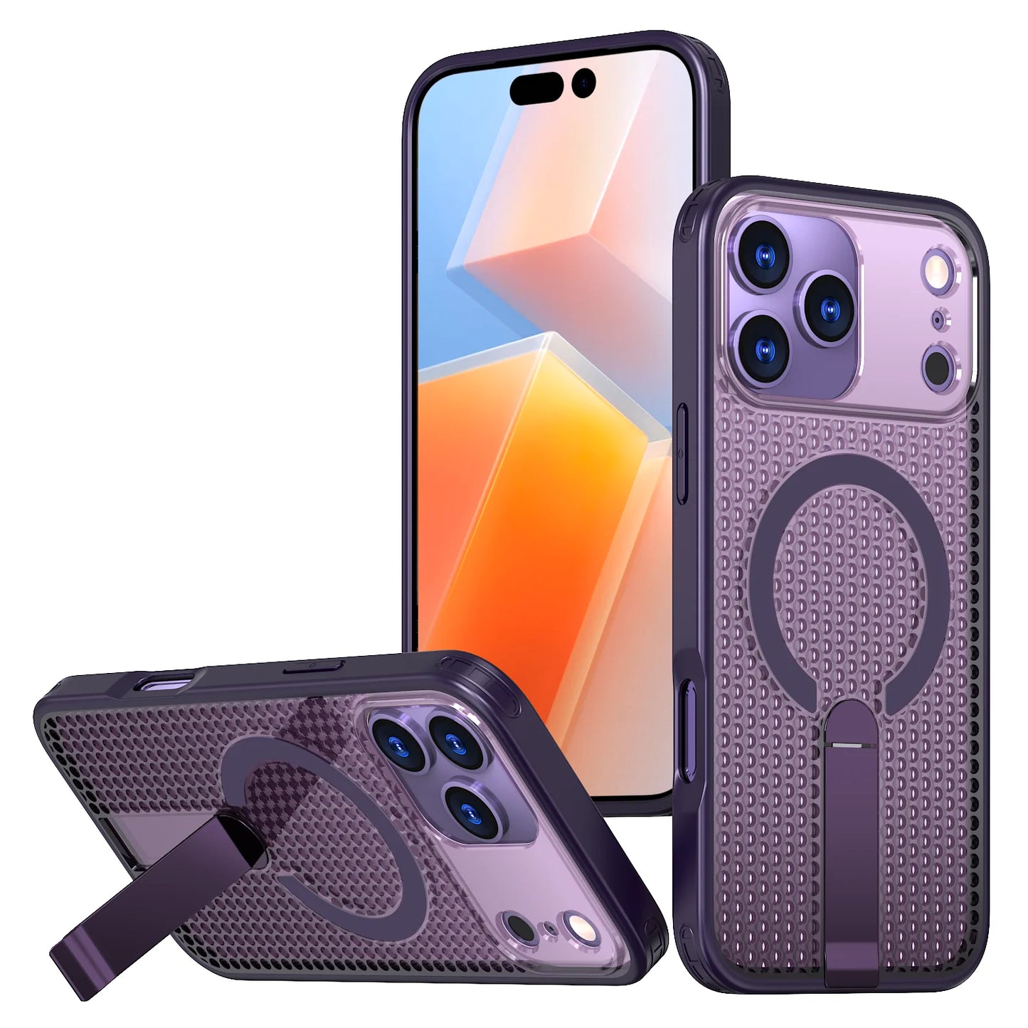 ドットメッシュ テクスチャー 折りたたみスタンド付き Magnet内蔵 iPhoneケース #260529