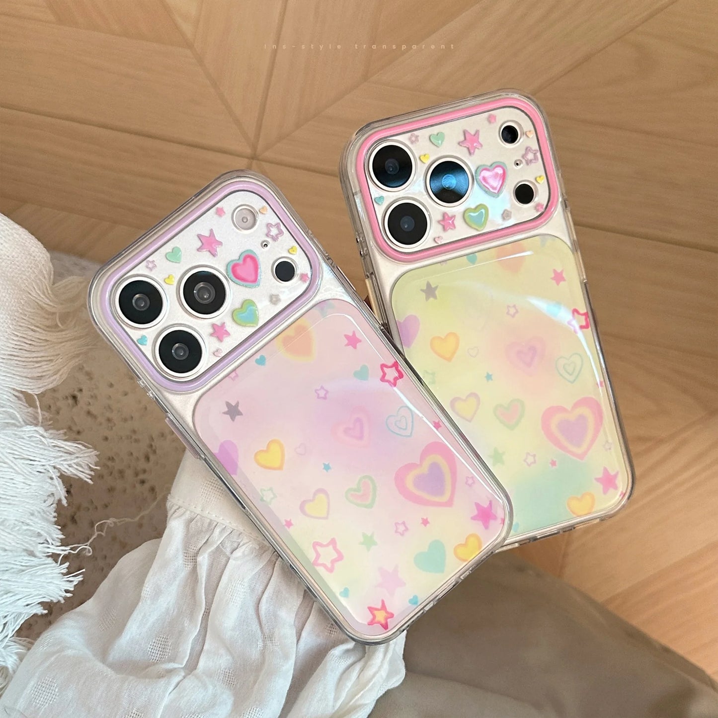 パステルグラデーション ハート＆星柄 iPhoneケース｜ガーリー・ゆめかわ・ファンシー  #261039