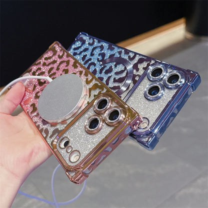 【スクエアシリーズ】レオパード ヒョウ柄 グリッター スマホケース｜iPhone対応 #251216