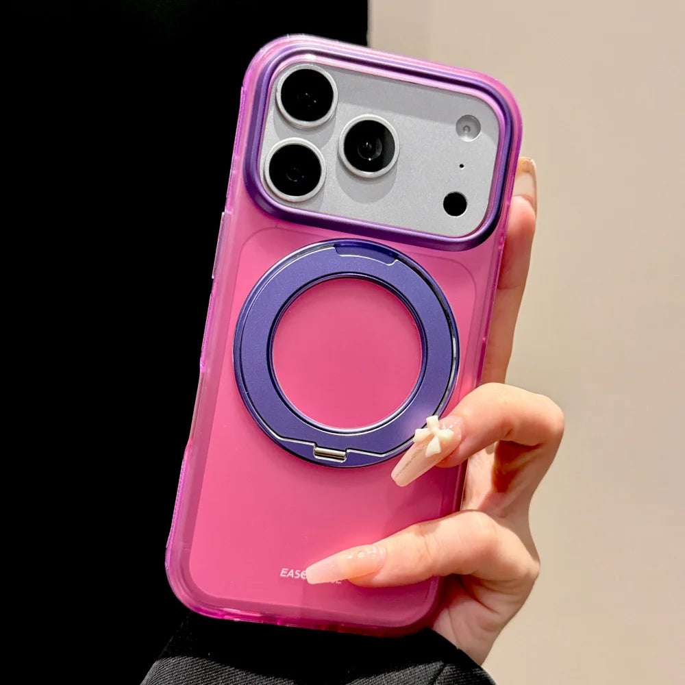 ネオン パステル バイカラー iPhoneケース｜360度回転 リングスタンド付き・ポップカラー #230912