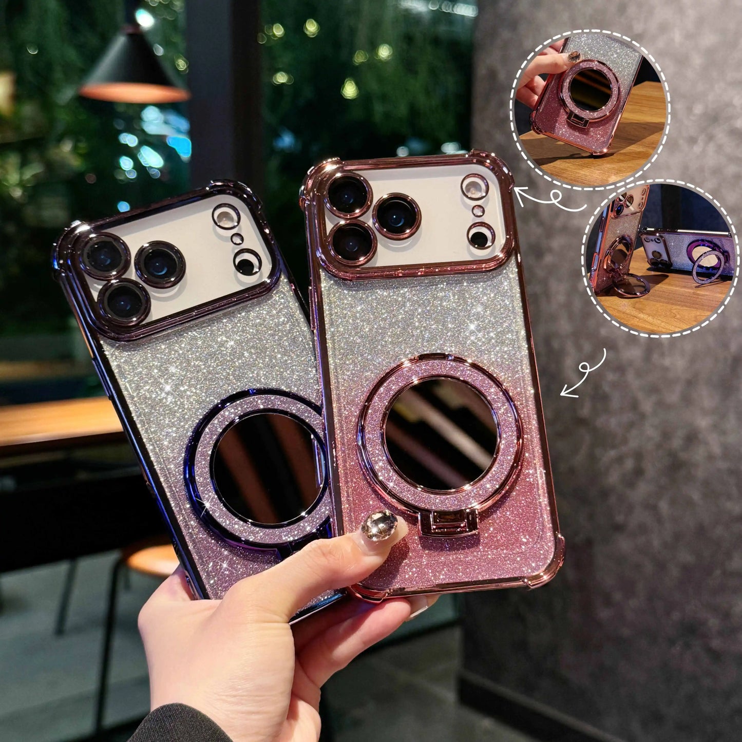 【グリッターシリーズ】キラキララメ＆リングスタンド付き 高級感スマホケース｜iPhone対応 #251119