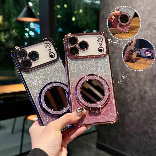 【グリッターシリーズ】キラキララメ＆リングスタンド付き 高級感スマホケース｜iPhone対応 #251119