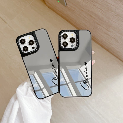 【カスタムシリーズ】名入れOK シルバー ミラー調 スマホケース｜iPhone対応 #250324