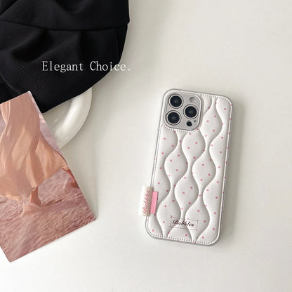 【ウェーブキルティング】ドットステッチ×クッション スマホケース｜iPhone対応 #241220