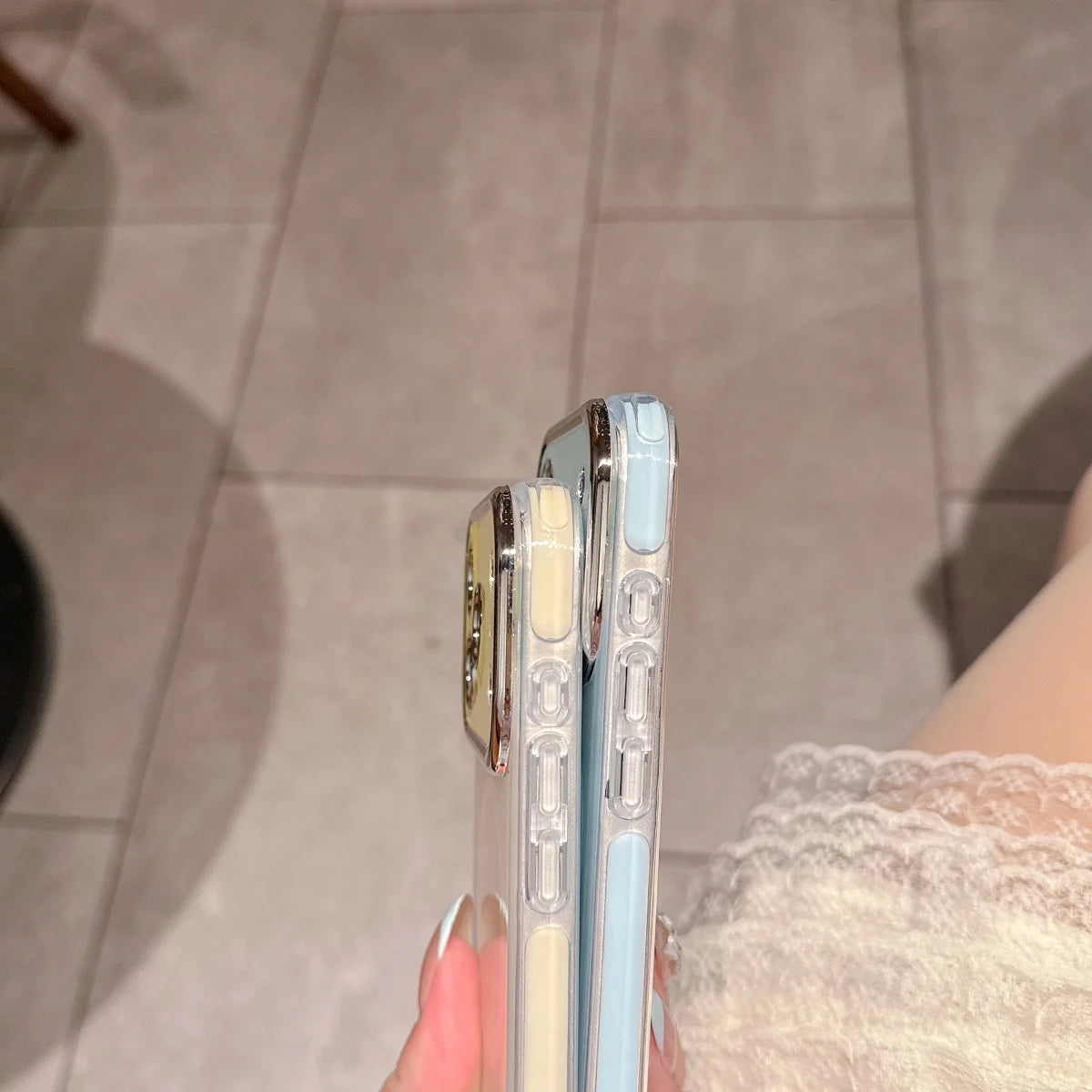 オーロラカラー メッキレンズフレーム Magnet内蔵 クリア iPhoneケース｜きらめき・上品 #260060