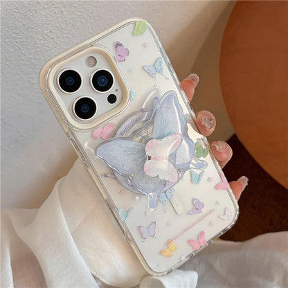 【幻想的バタフライ×3Dグリップ】儚く可憐な蝶デザインスマホケース｜iPhone対応 #250509