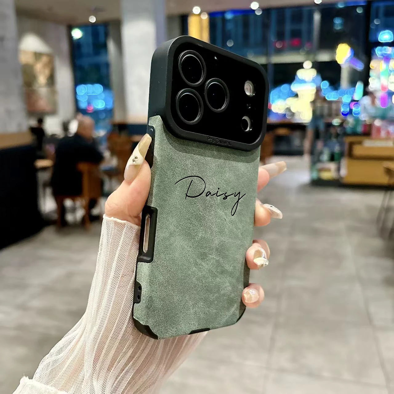 【カスタムシリーズ】マットレザー調 高級感 名入れ スマホケース ｜iPhone対応 #240713