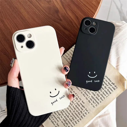 【ニコちゃんシリーズ】goodluck シンプルメッセージ ニコちゃん マット iPhoneケース #260304