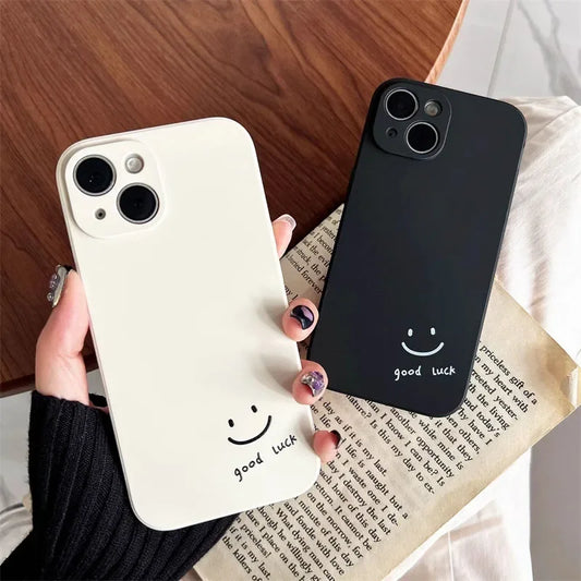 【ニコちゃんシリーズ】goodluck シンプルメッセージ ニコちゃん マット iPhoneケース #260304