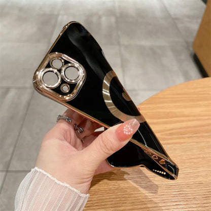 【ハートシリーズ】ゴールドフレーム＆ハートデザイン 高級感おしゃれスマホケース｜iPhone対応 #251112