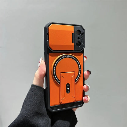 カメラカバー付き スタンド Magnet対応 iPhoneケース｜スライドレンズ保護 耐衝撃デザイン #240112