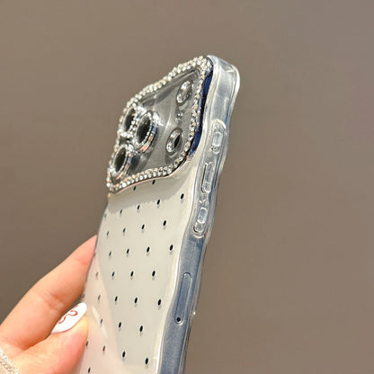 【ドットジュエルミラー】ラインストーン×水玉デザイン スマホケース｜iPhone対応 #250120