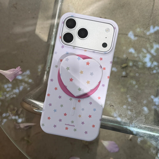 カラフルスター ハートグリップ付き Magnet内蔵 iPhoneケース #260614