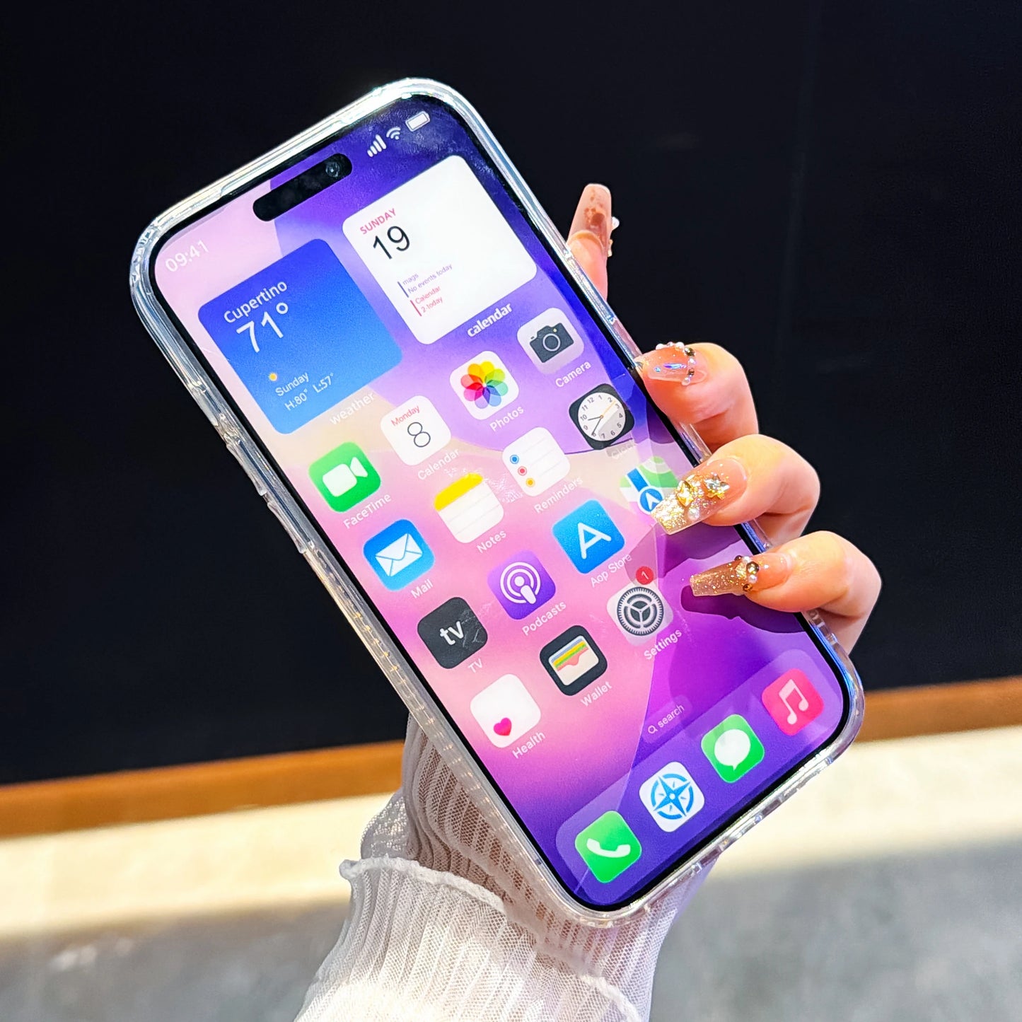 くるくる回る ユニコーン 馬 リングスタンド付き ホログラムラメ iPhoneケース #240511